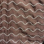 Brown Pure Chinon Fabric with pearl Hand Embroidery and Zig Zag Pattern