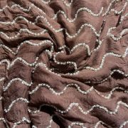 Brown Pure Chinon Fabric with pearl Hand Embroidery and Zig Zag Pattern