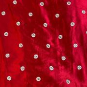 Red Pure Gaji Silk Fabric On Buti Zari Embroidery