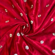 Red Pure Gaji Silk Fabric On Buti Zari Embroidery