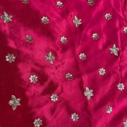 Rani pink Pure Gaji Silk Fabric On Buti Zari Embroidery