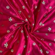 Rani pink Pure Gaji Silk Fabric On Buti Zari Embroidery