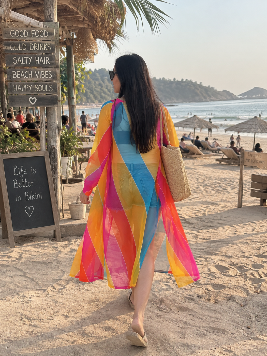 Multi Colour Flared Straight Chiffon Shrug
