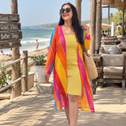 Multi Colour Flared Straight Chiffon Shrug