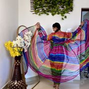 Leheriya Multicoloured 3-Meter Flare Chiffon Shrug