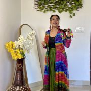 Leheriya Multicoloured 3-Meter Flare Chiffon Shrug
