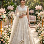 Off White Chikankari Lehenga Set