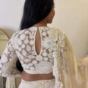 Floral Thread & Sequin Embroidery on Off White Lehenga Set
