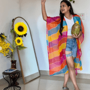 Multi Colour Chiffon Kaftan Shrug