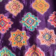 Traditional Buta Print with Sequin & Zari Highlights on Dark Purple Pure Crepe Fabric