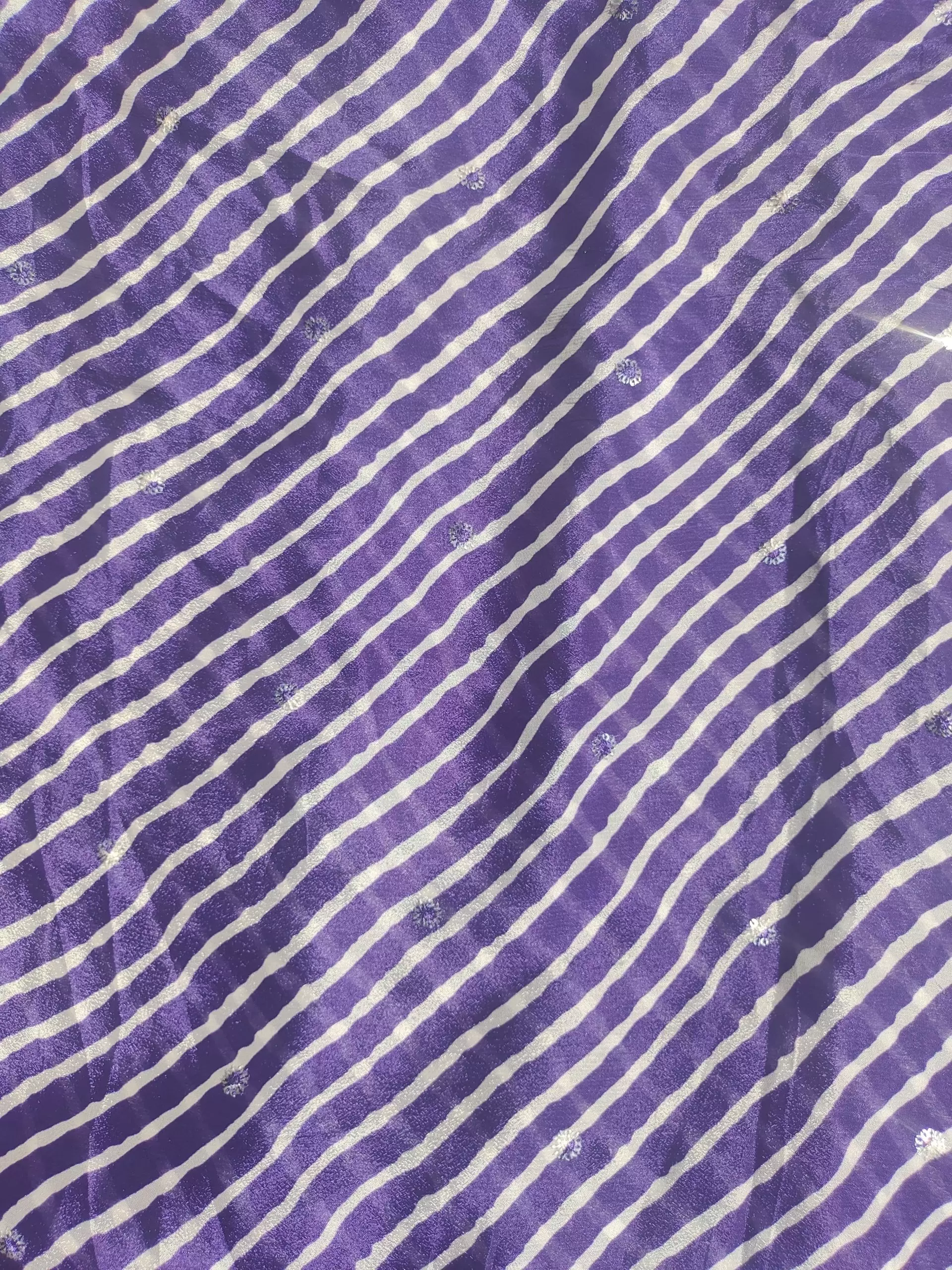 Bandhej Leheriya Printed in Purple Pure Crape On Buti Fabric