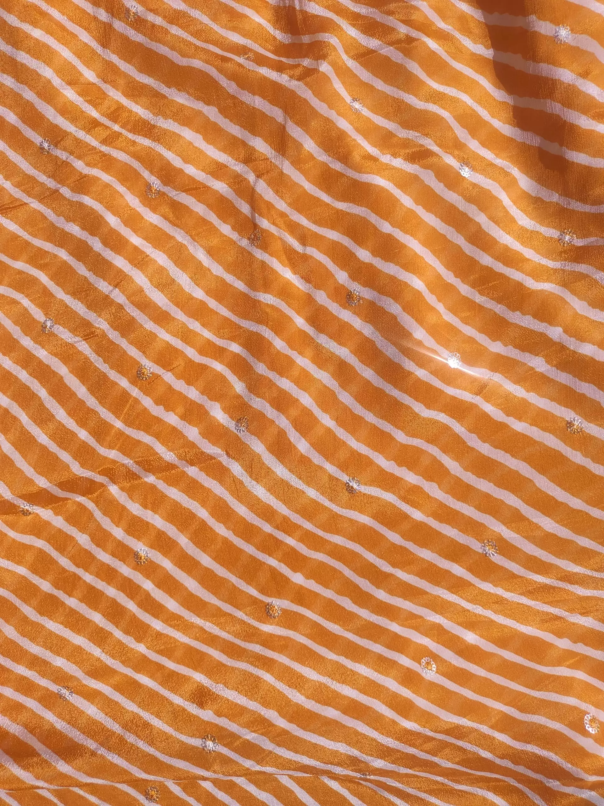 Bandhej Lheriya Printed in Mustard Yellow Pure Crape On Buti Fabric