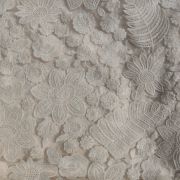 Floral Thread & Sequin Embroidery on Off White Wide Net Fabric