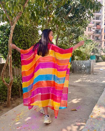 Multi Colour Chiffon Kaftan Shrug