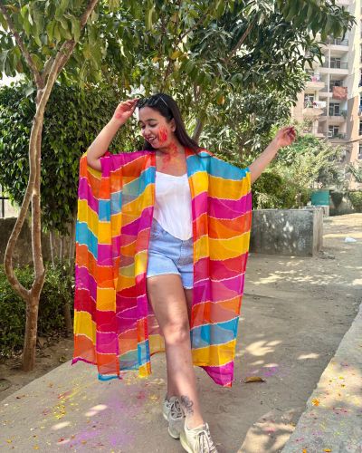 Multi Colour Chiffon Kaftan Shrug