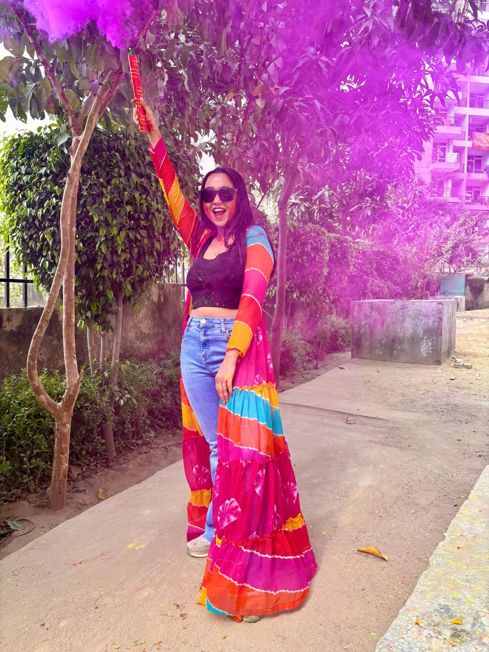 Multi-Colour 6-Meter Flared Chiffon Shrug