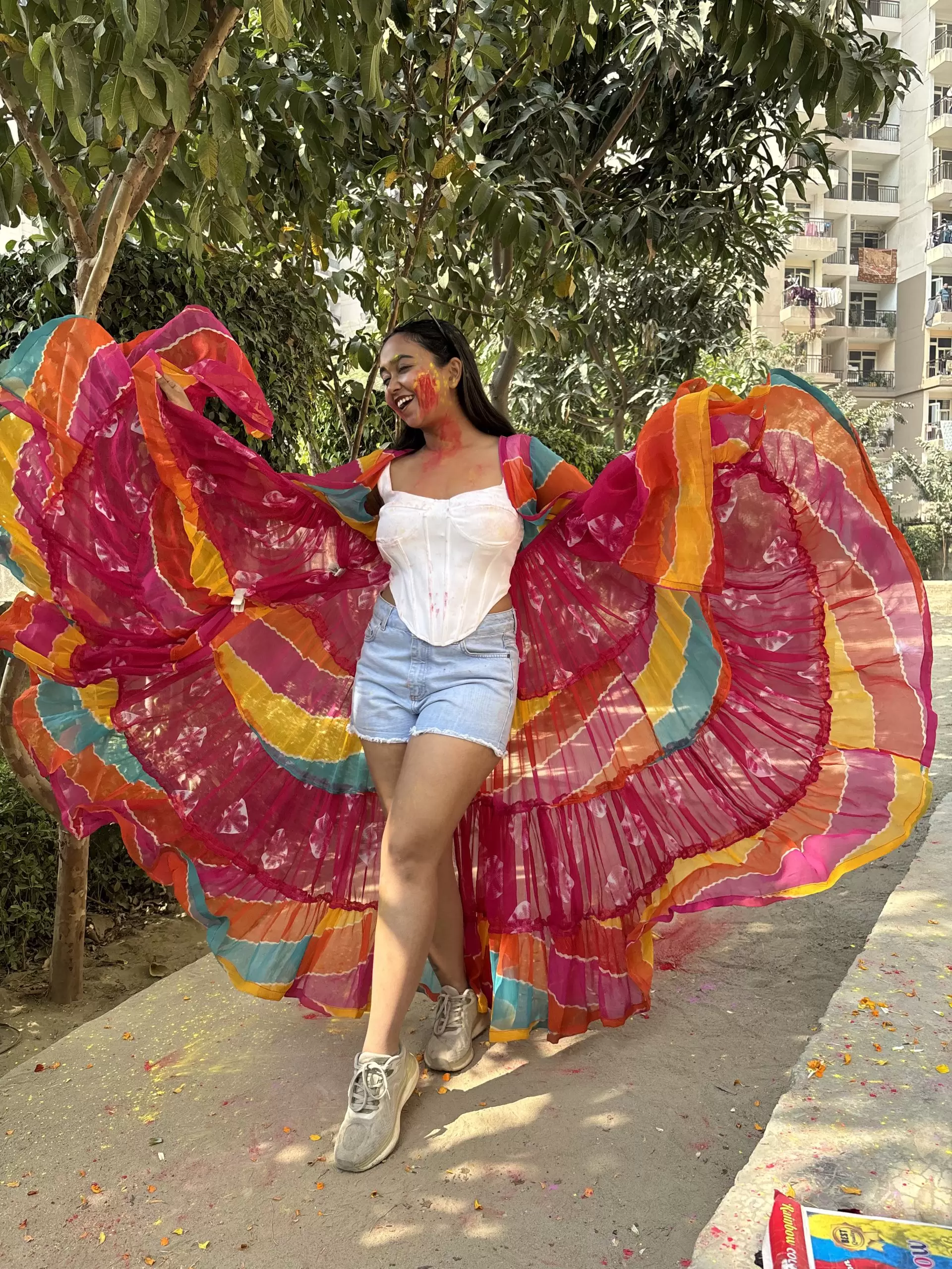 Multi Colour Flared Chiffon Shrug