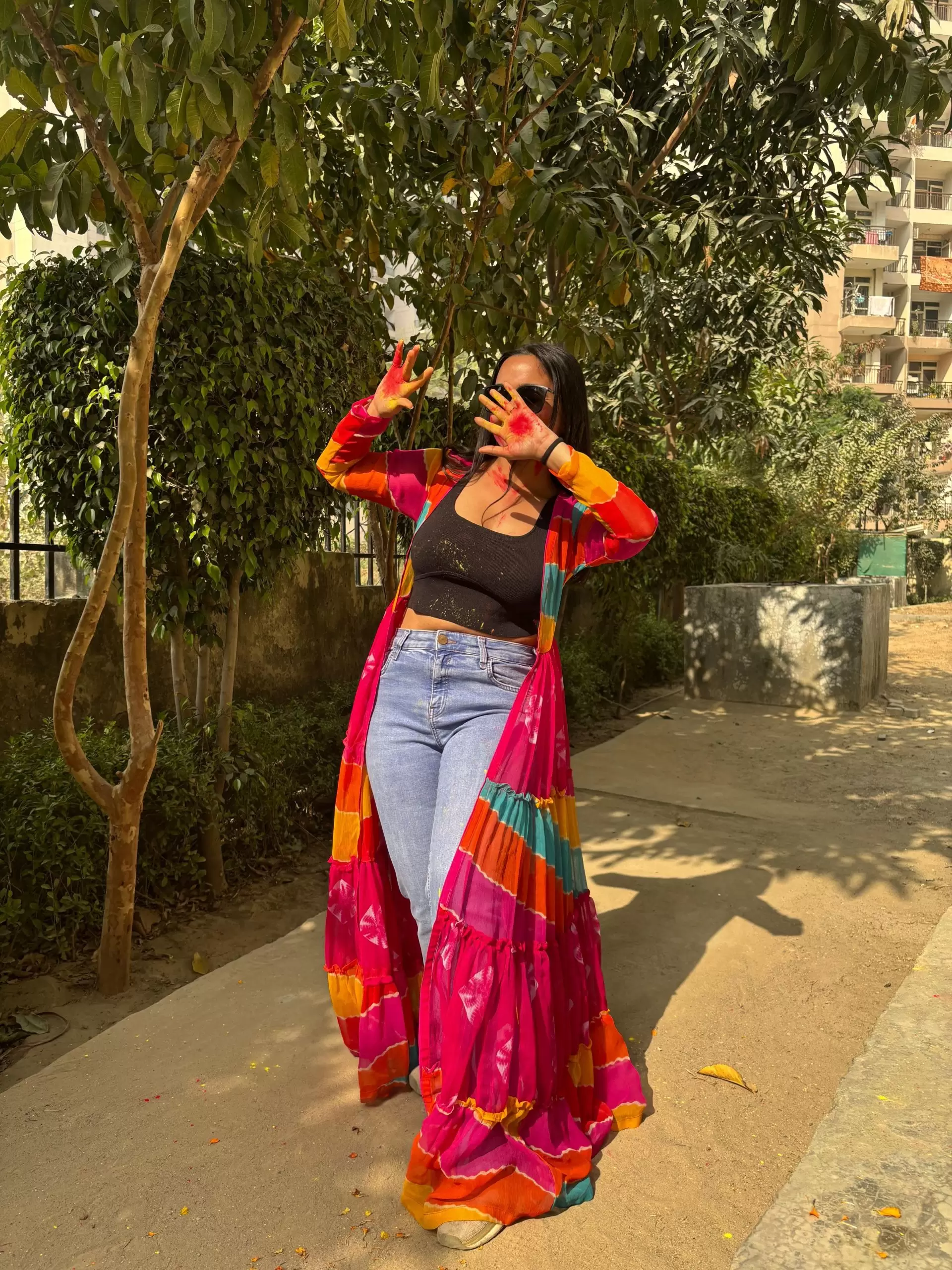 Multi-Colour 6-Meter Flared Chiffon Shrug