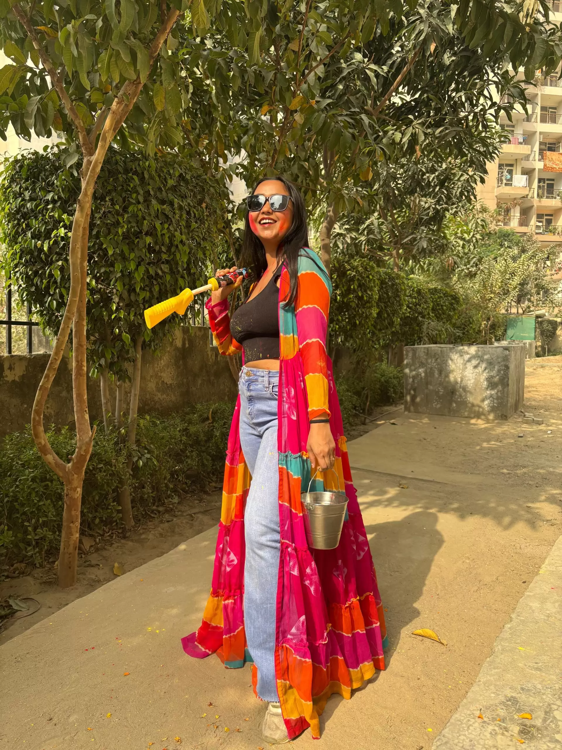 Multi-Colour 6-Meter Flared Chiffon Shrug