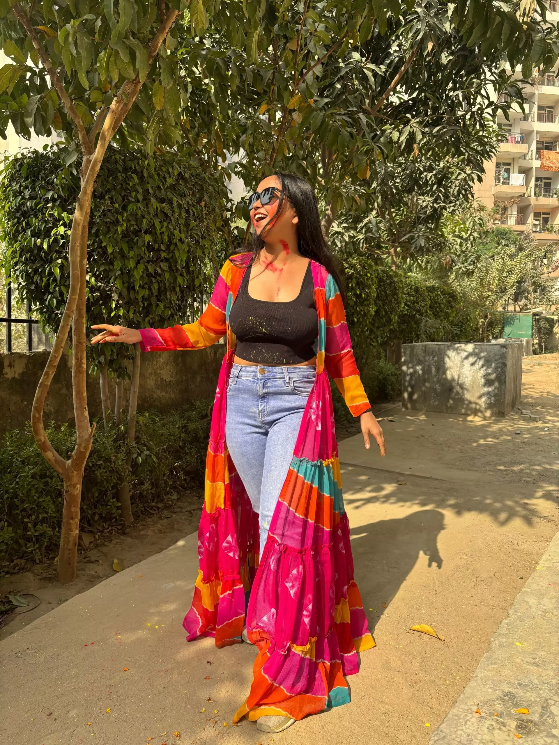 Multi-Colour 6-Meter Flared Chiffon Shrug