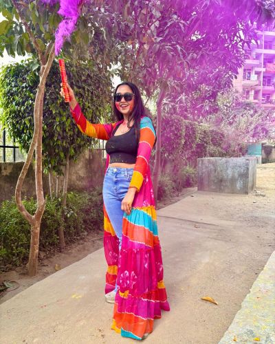 Multi-Colour 6-Meter Flared Chiffon Shrug