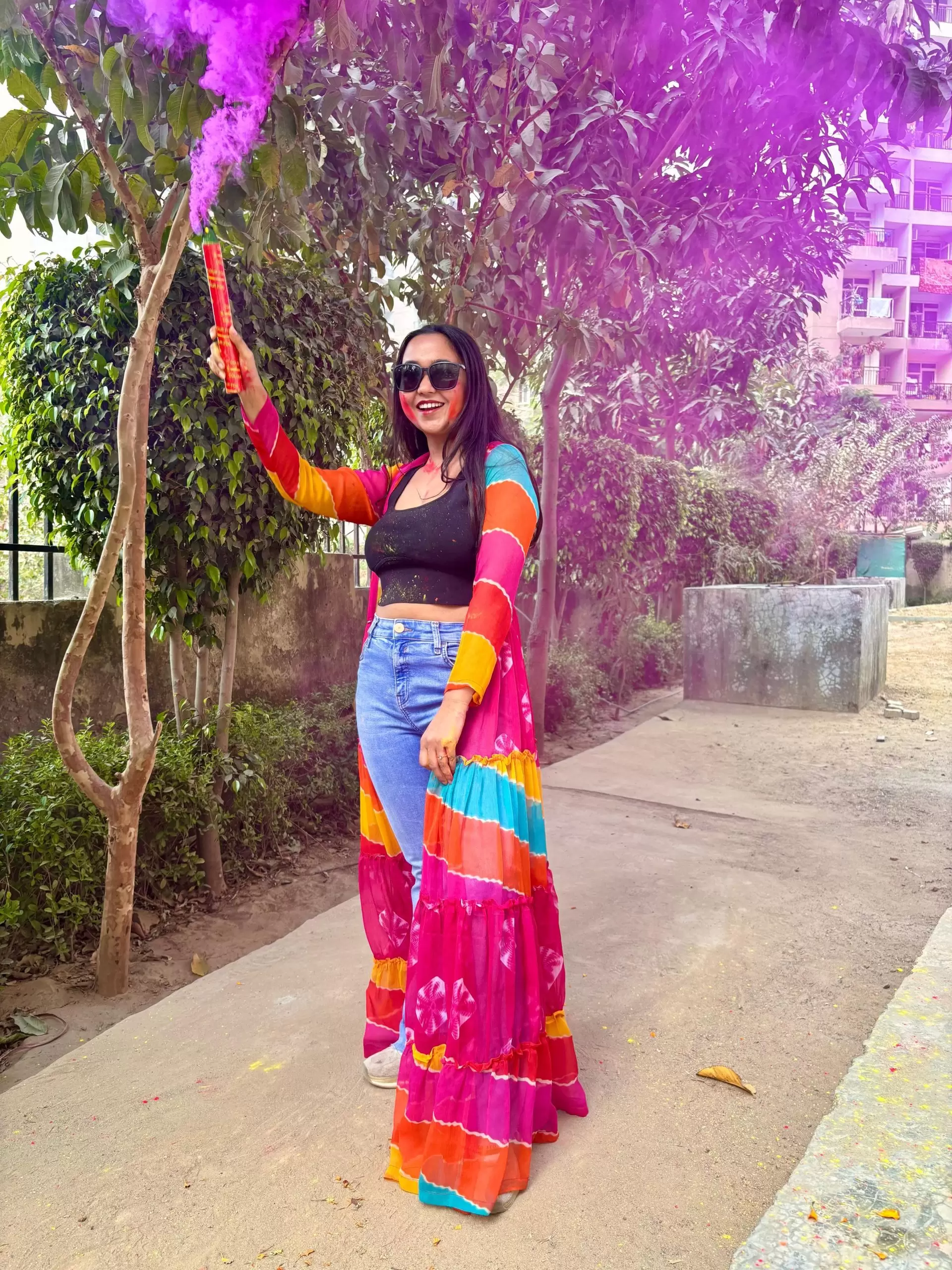 Multi-Colour 6-Meter Flared Chiffon Shrug