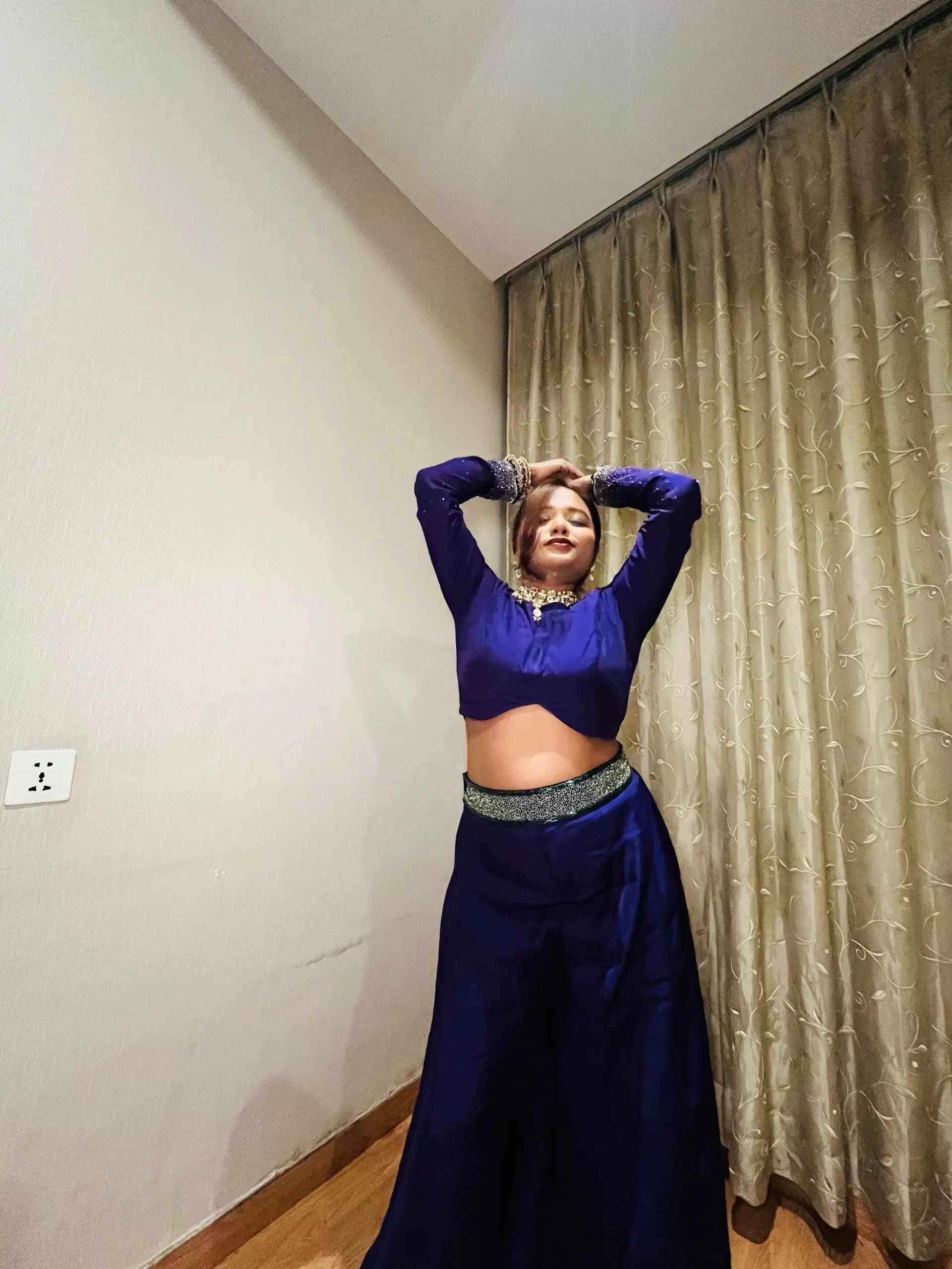 Dark Purple Co-Ord Set With Emerald Green Hand Embroidery