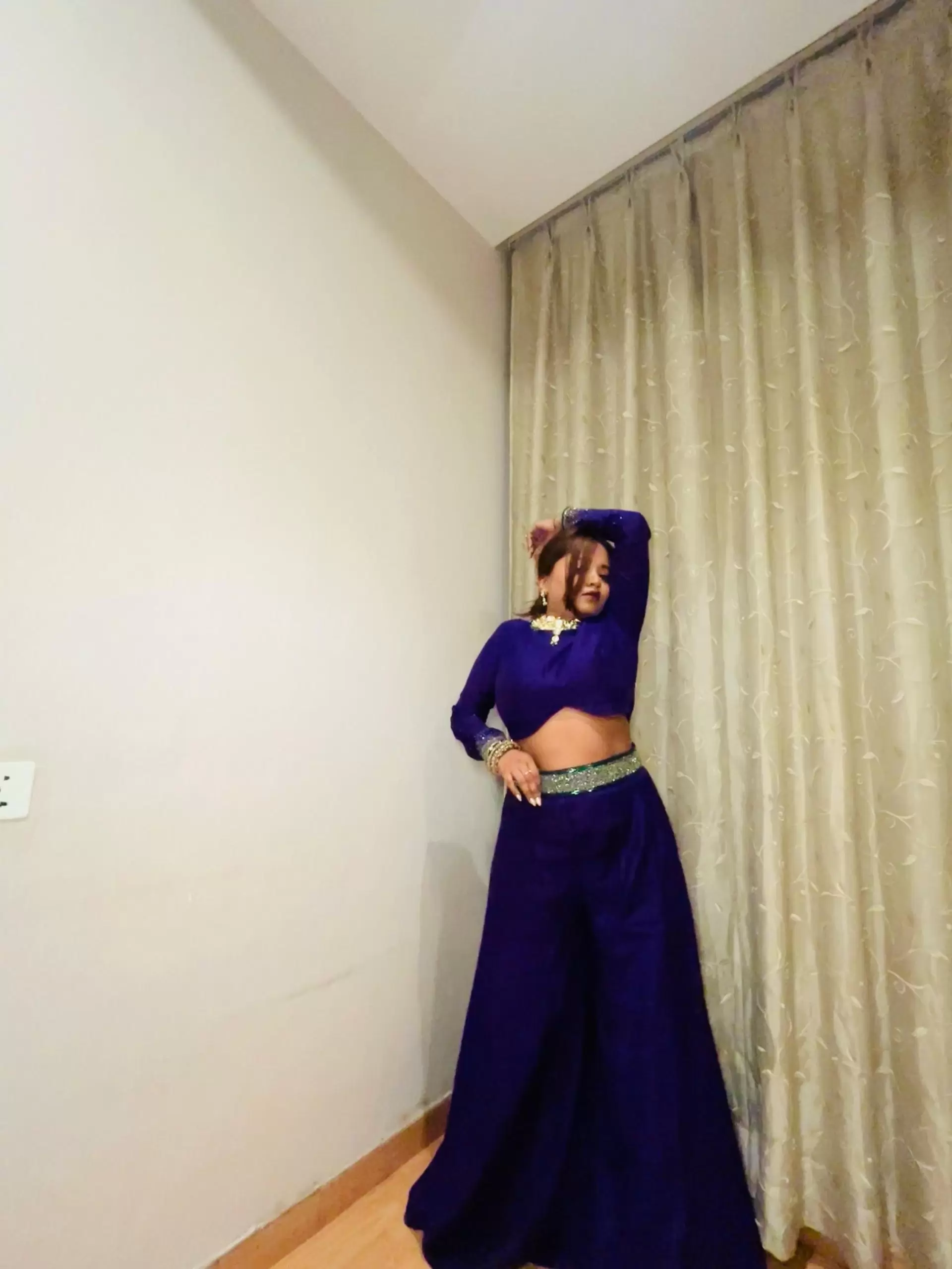 Dark Purple Co-Ord Set With Emerald Green Hand Embroidery