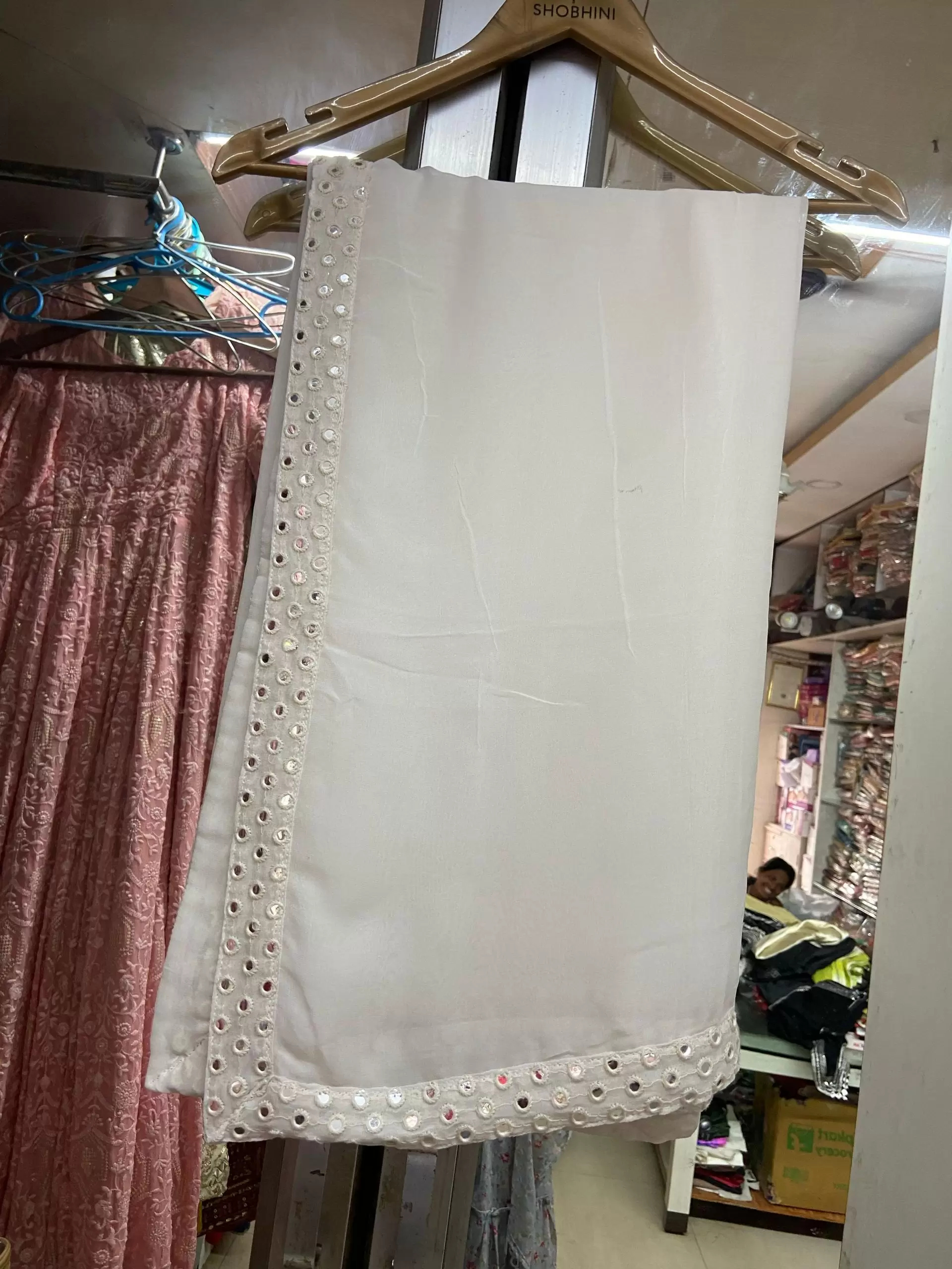 White mirror kurta & salwar with dupatta