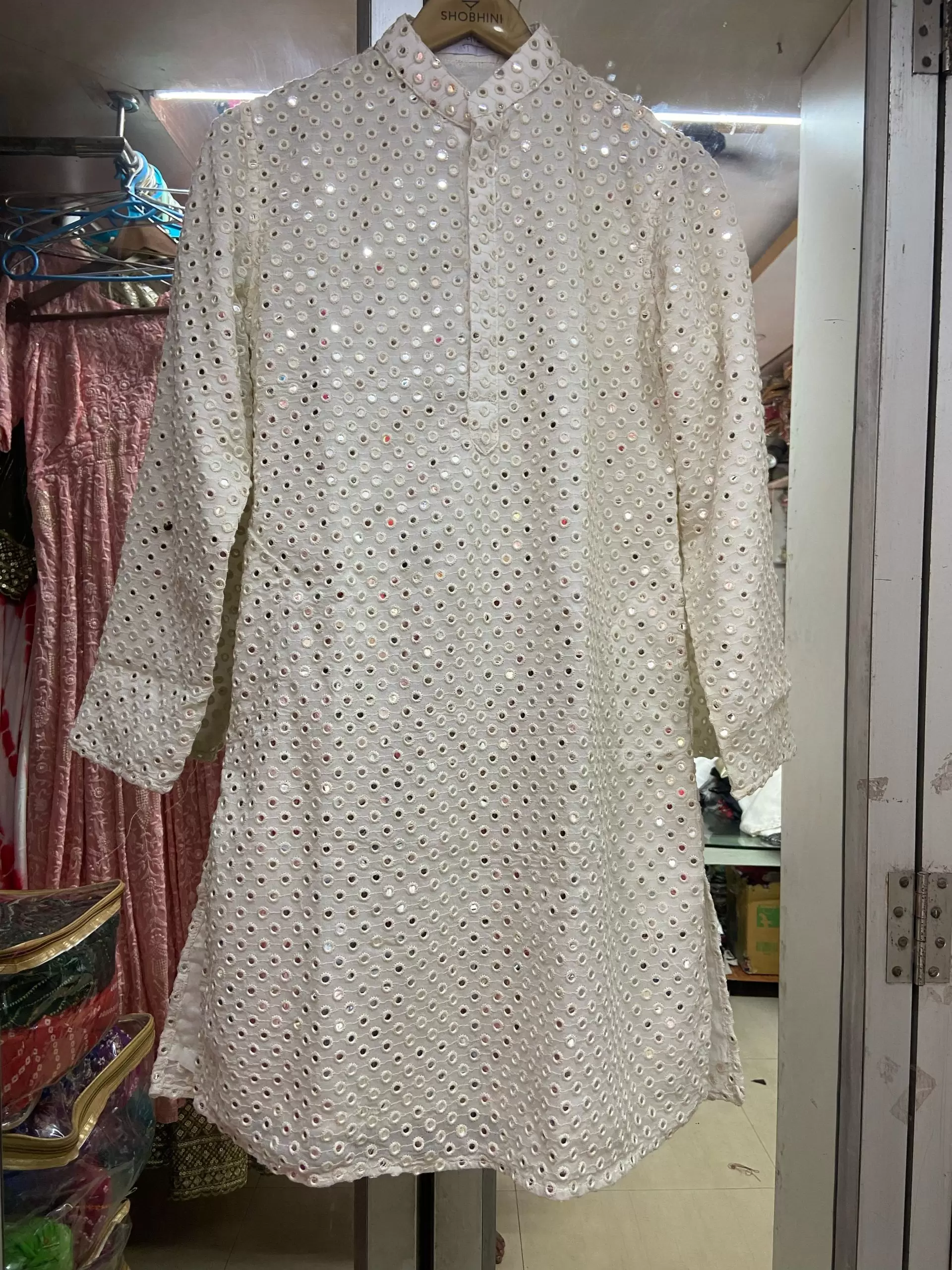 White mirror kurta & salwar with dupatta