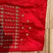 Heavy Zardozi Hand Embroidery & Buti Work On Red Unstitched Silk Blouse Piece