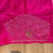 Heavy Zardozi & All Over Jaal Embroidery On Pink Unstitched Silk Blouse Piece