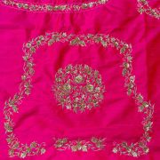 Heavy Zardozi Hand Embroidery On Pink Silk Unstitched Blouse Piece