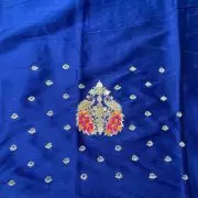 Heavy zardozi and Thread Embroidered On Navy Blue Silk Unstitched Blouse Piece