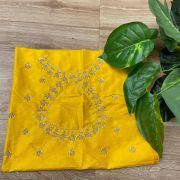 Heavy Zardozi Hand Embroidery & Buti Work On yellow Unstitched Silk Blouse Piece