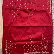 Heavy Zardozi Embroidery On All Over Buti Design On Marron Silk Unstitched blouse Piece