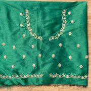 Heavy Zardozi Embroidery On Bottle Green With Buti Work Unstitched Blouse Piece