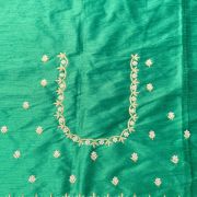 Heavy Zardozi Embroidery On Bottle Green With Buti Work Unstitched Blouse Piece