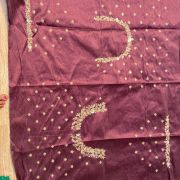 Heavy Zardozi Embroidery On Wine With Buti Work Unstitched Blouse Piece