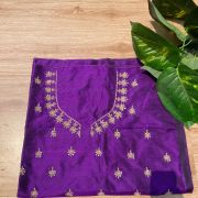 Heavy Zardozi Hand Embroidery & Buti Work On purple Unstitched Silk Blouse Piece