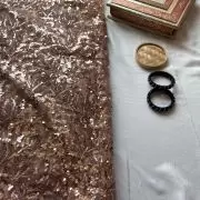 All Over Sequin & Cut Dana Embroidery On Golden Net Fabric