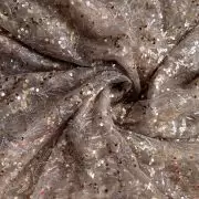 All Over Sequin & Cut Dana Embroidery On Golden Net Fabric