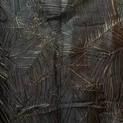 Black Crushed pleated fabric in abstract design with Gold foil detailing