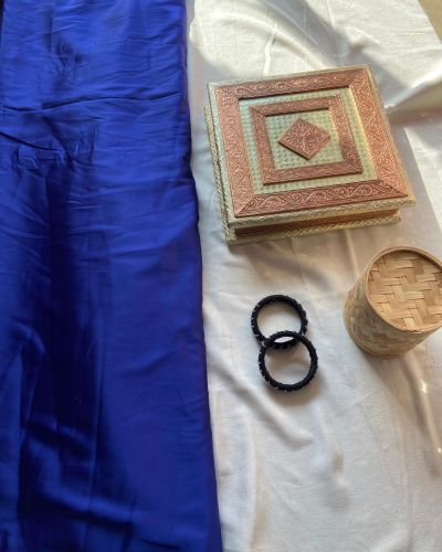 Royal Blue Plain Moss satin Fabric