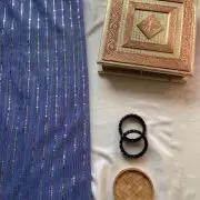 Imported moonlight Sequin On Blue Fabric