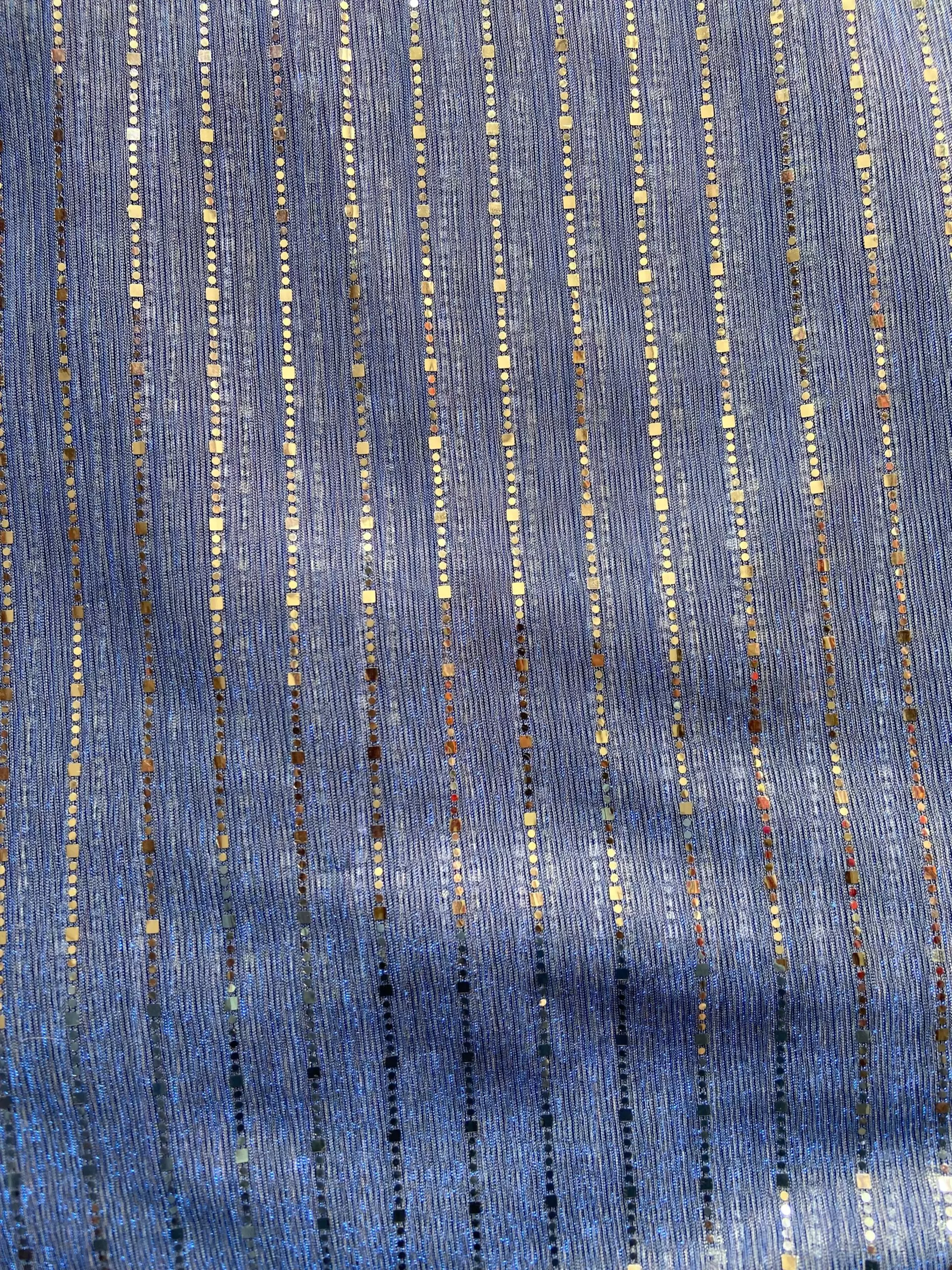 Imported moonlight Sequin On Blue Fabric