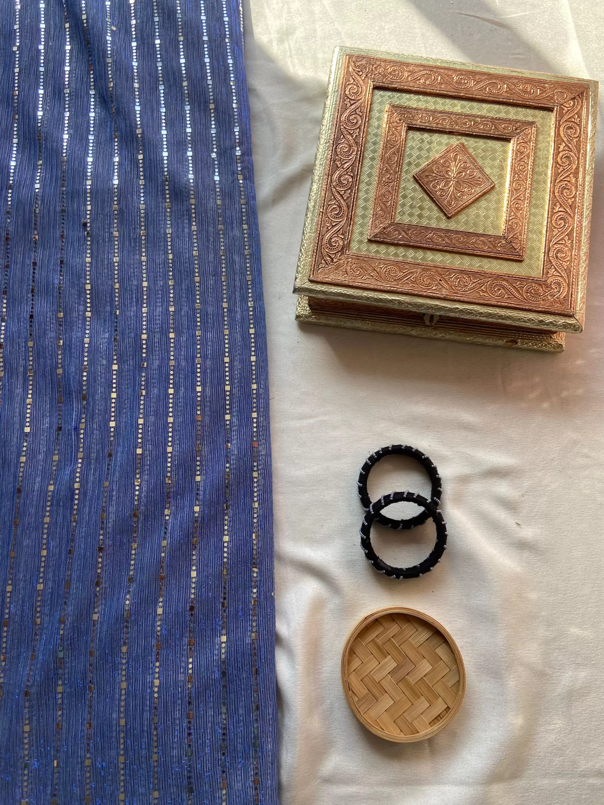 Imported moonlight Sequin On Blue Fabric