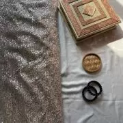 Imported Lycra Thread & Sequin Embroidery on Cream Fabric