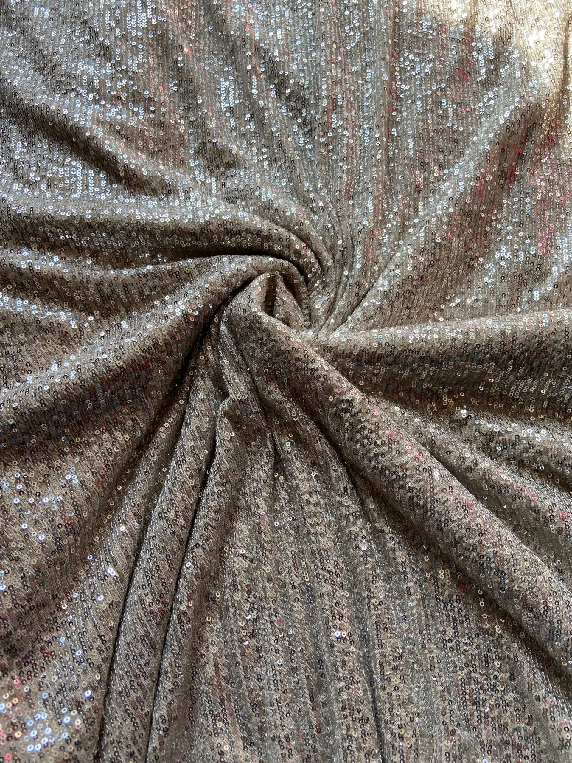 Imported Lycra Thread & Sequin Embroidery on Cream Fabric