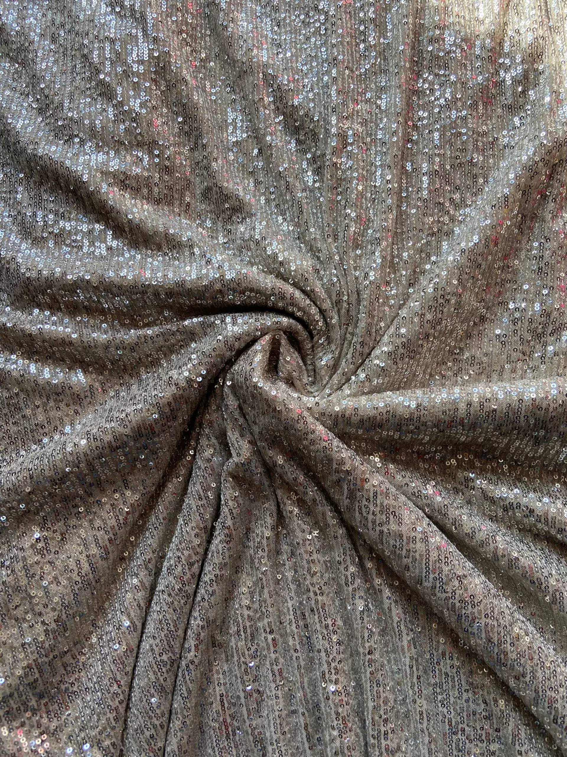 Imported Lycra Thread & Sequin Embroidery on Cream Fabric